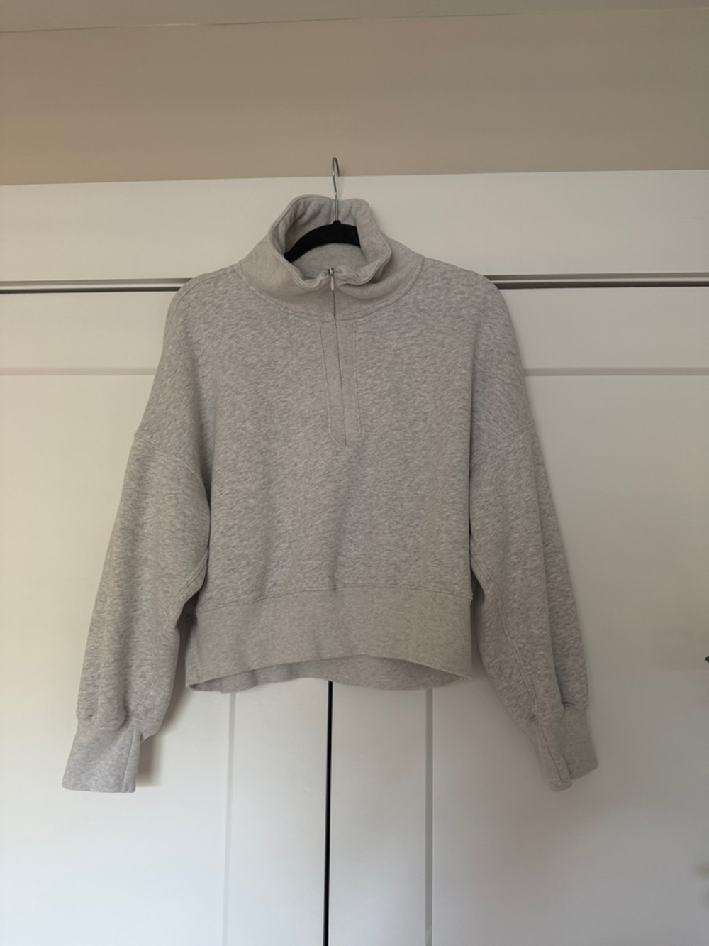 Light Gray Half-Zip Pullover Sweatshirt